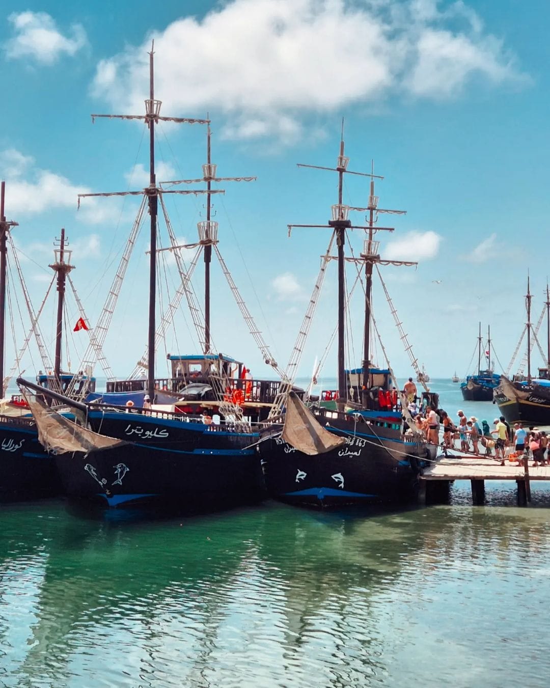 Pirate boat sailing along Djerba coast